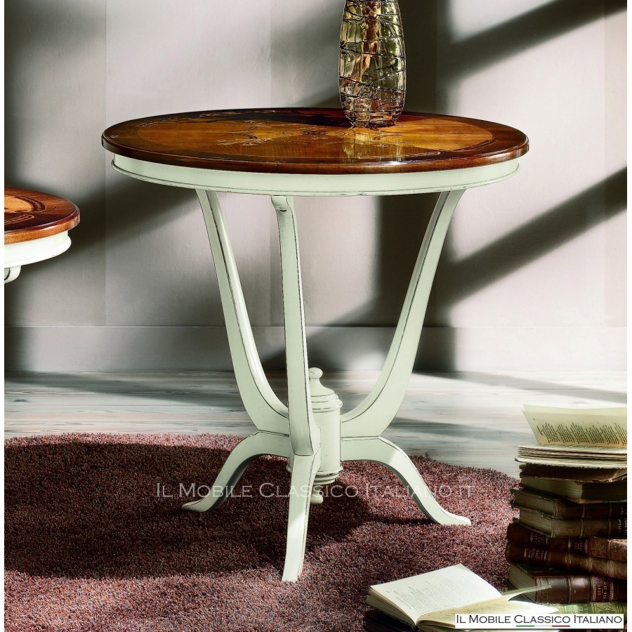 Table basse ronde avec incrustation