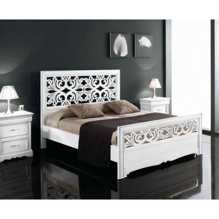 Letto a 2 piazze con pannello testata e pediera traforato S1507/G