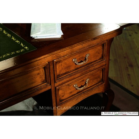 Bureau avec 5 tiroirs et insert en cuir
