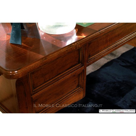 Bureau avec 5 tiroirs et insert en cuir