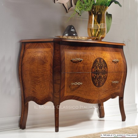 Convex chest of drawers with inlay
