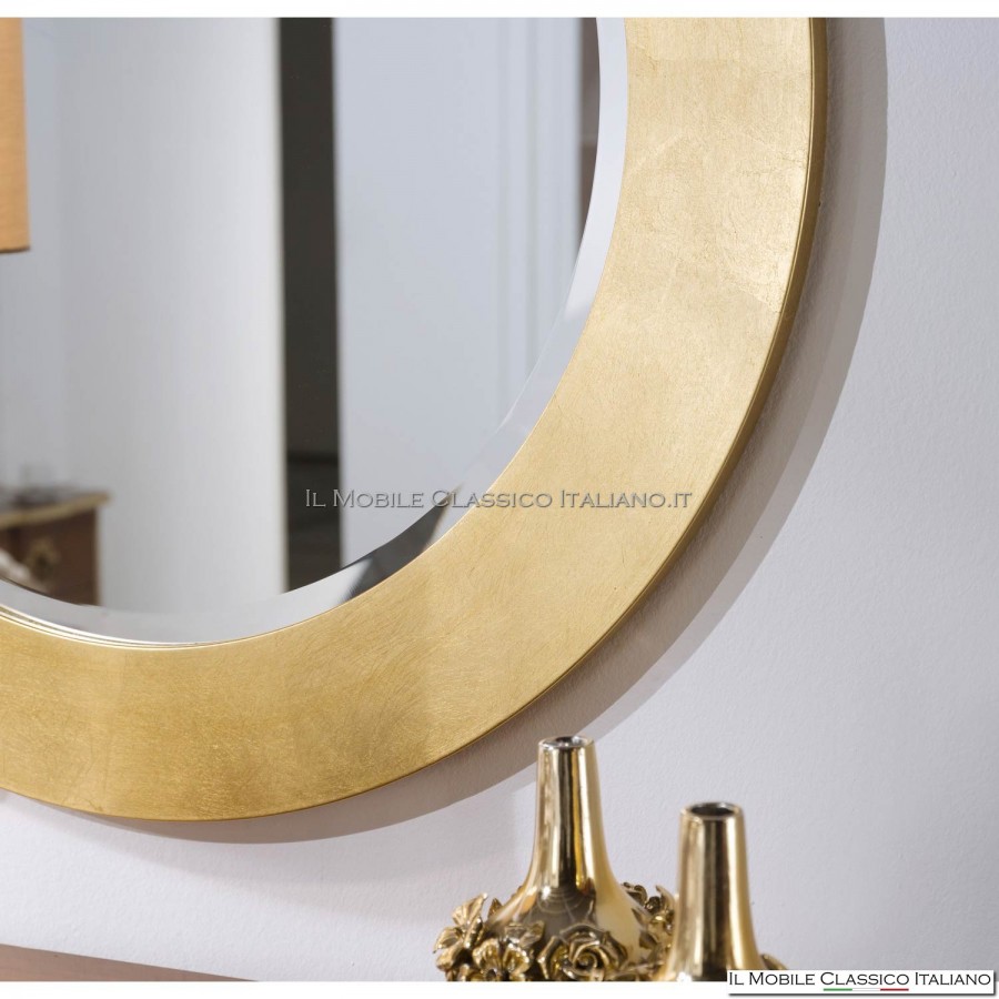 Espejo redondo 80 cm - Elaborado artesanalmente en pan de plata dorada