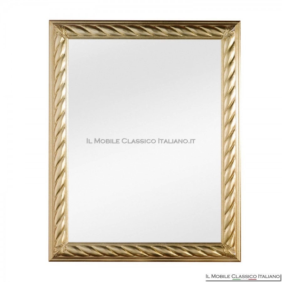 Miroir Mural avec Cadre Classique Fini à la Main avec Feuille dor Mesure extérieure Cm.62x82 Fabriqué en Italie 