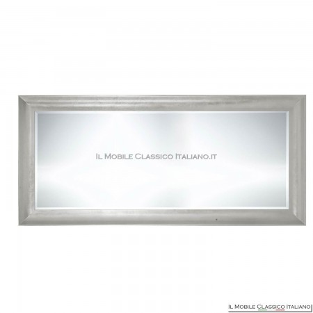 large modern wall mirror in silver leaf