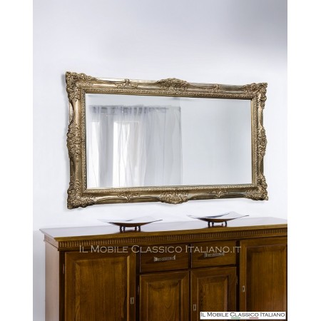 Rectangular baroque silver leaf mirror