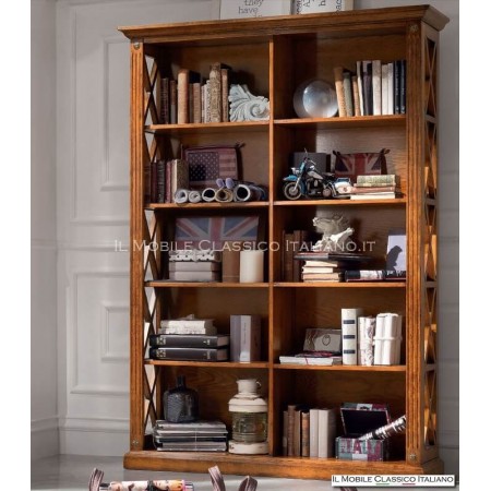 Großes klassisches Bücherregal mit kreuzförmigen Seiten
