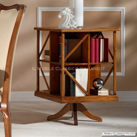 librería giratoria de madera