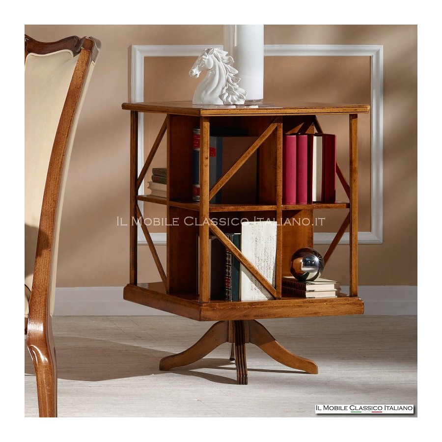 Bibliothèque tournante en bois