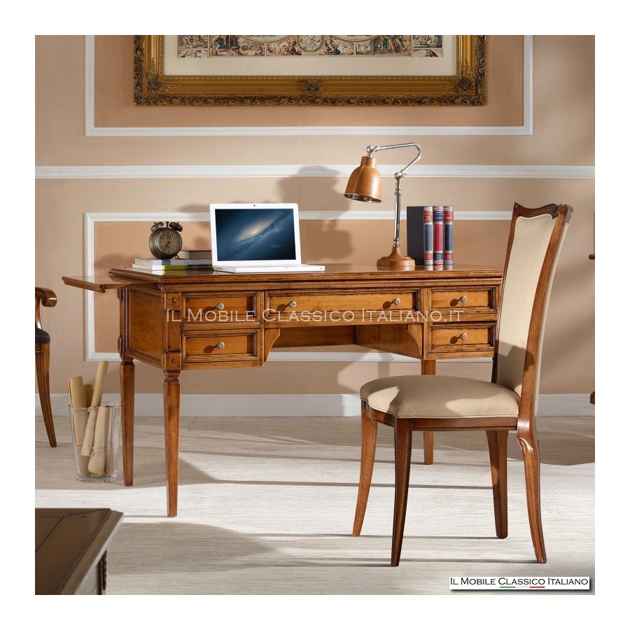 Bureau classique en bois avec tiroirs latéraux