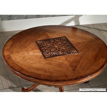 table ronde incrustée de style classique