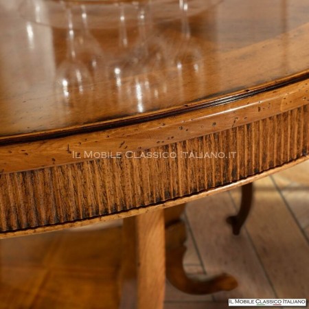 Tavolo rotondo stile inglese con intarsio spina pesce 120 cm