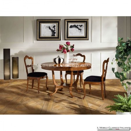 English style round table with herringbone inlay 140 cm
