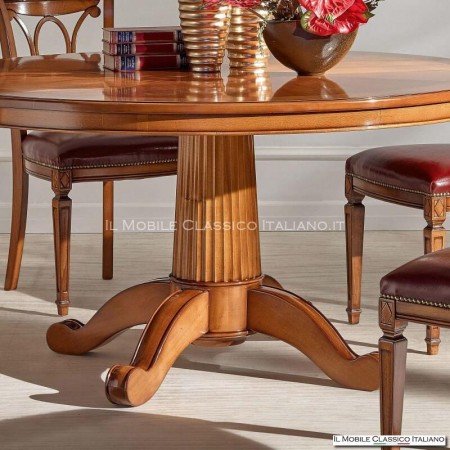 Table ronde 150 cm chevrons plateau merisier