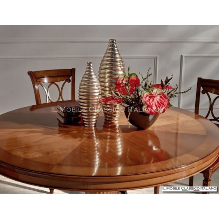 Table ronde 150 cm chevrons plateau merisier