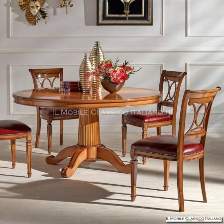 Table ronde 160 cm chevrons plateau merisier