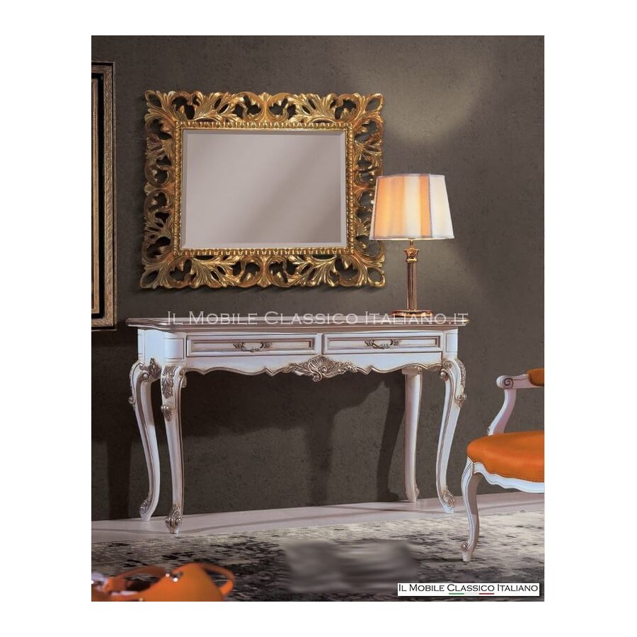 Console 2 tiroirs de style provençal avec sculptures