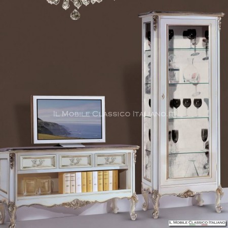 Vetrina 1 anta dx in stile provenzale con intagli