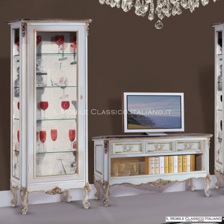 Vitrine 1 Tür links im provenzalischen Stil mit Schnitzereien