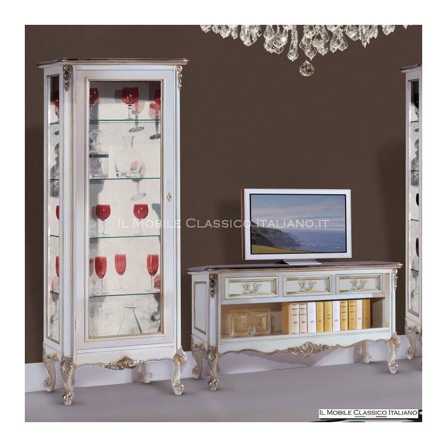 Vitrine 1 Tür links im provenzalischen Stil mit Schnitzereien