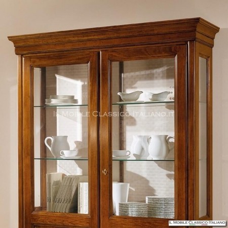 Vitrina 2 puertas rústicas con baldas de cristal