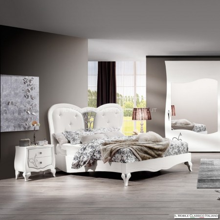 Letto in frassino laccato bianco per rete da 160