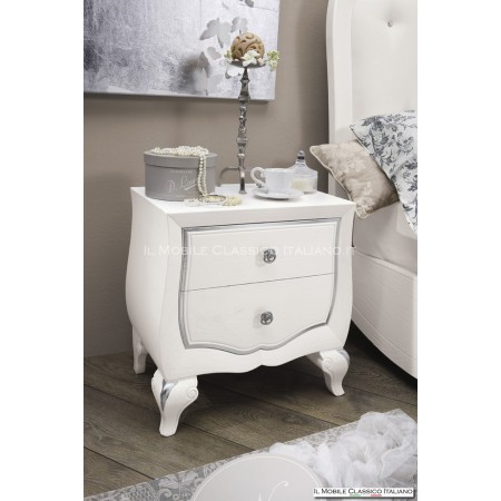 Mesa de la noche de ceniza cepillada blanca