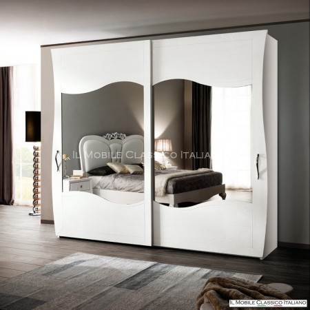 Wardrobe with two brushed ash doors and mirror