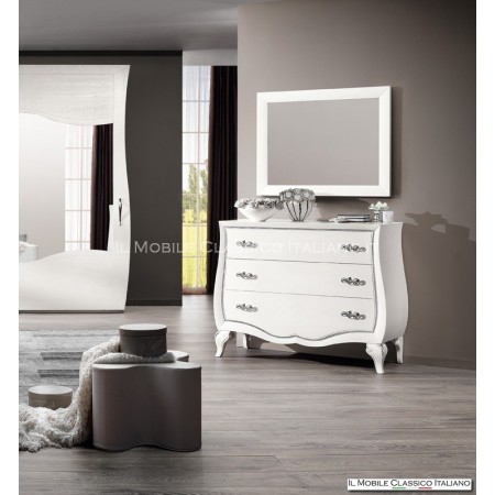 White lacquered rectangular mirror