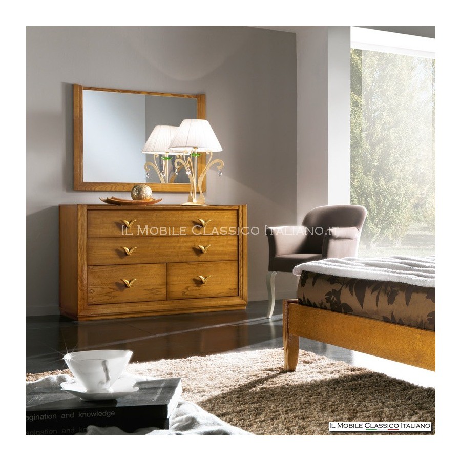 Brushed ash dresser with 4 drawers