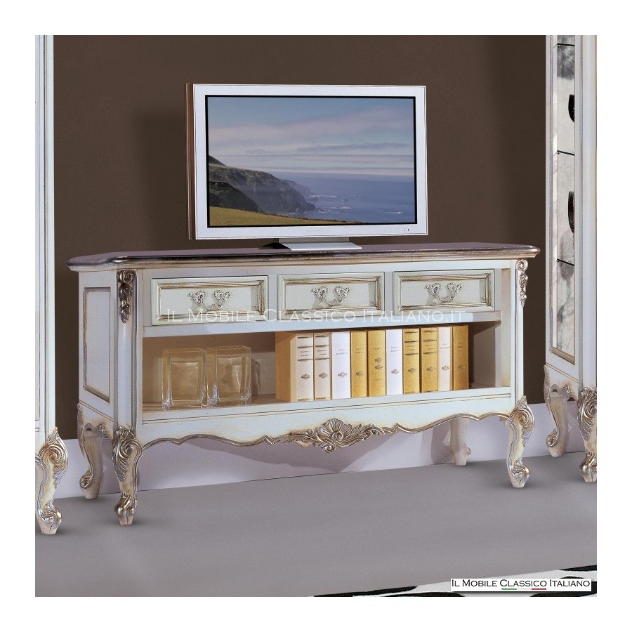 Porta tv 700 in stile provenzale con intagli e decori Porta tv 700 in stile provenzale con intagli e decori