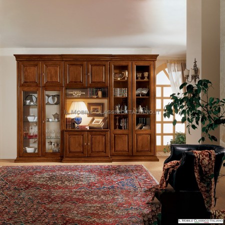 Pared de salón de madera de estilo clásico