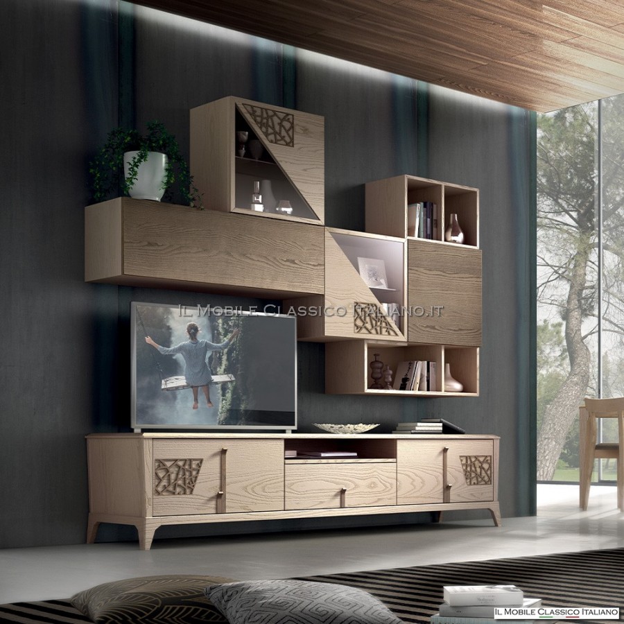 Unidad de pared de madera moderna