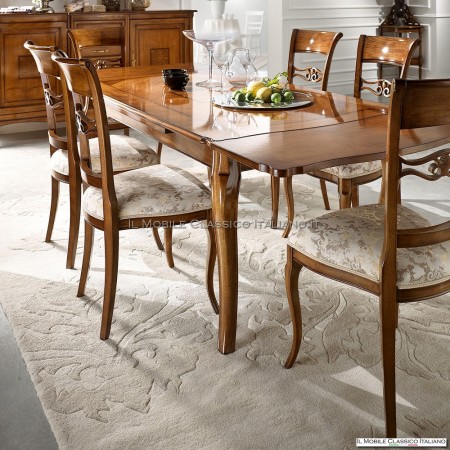 Mesa extensible clásica de madera rectangular