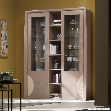 Modular display cabinet with 4 doors with engravings