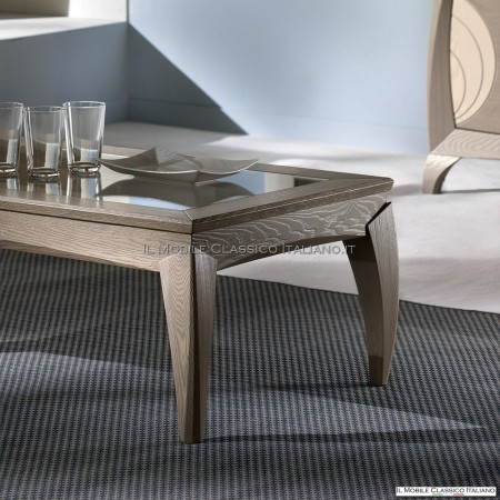 Tavolino rettangolare con piano in vetro