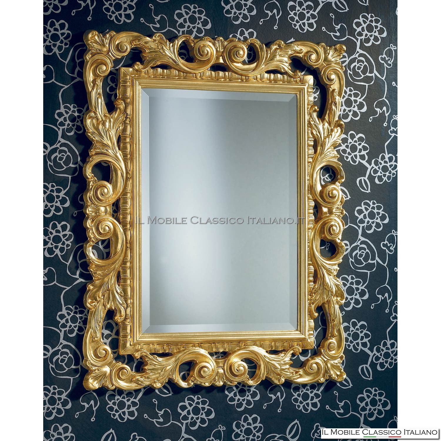 Specchiera specchio cornice traforata classica barocco su misura legno  bianca 1135B Dimensione interna Prezzo asta al metro