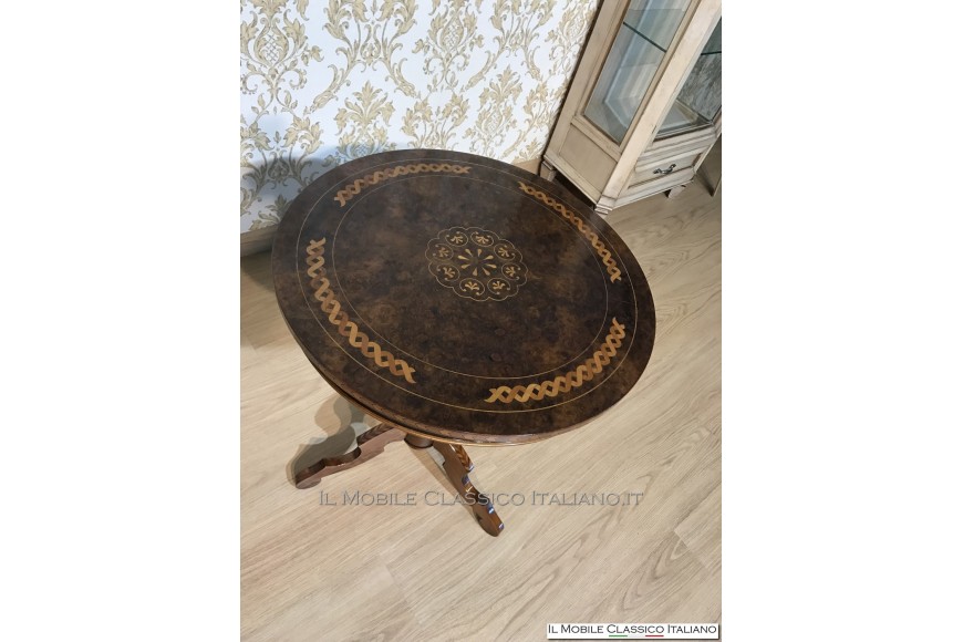 Tavolino classico da salotto rotondo personalizzato